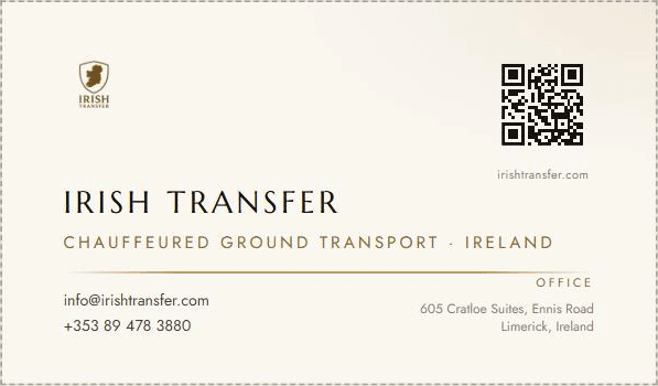 Irish Transfer business card, front