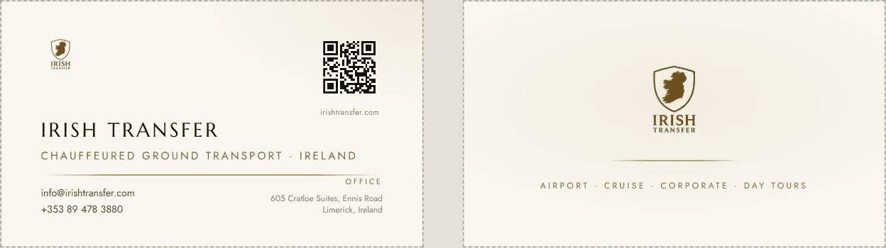 Business card, both faces as they go to the printer