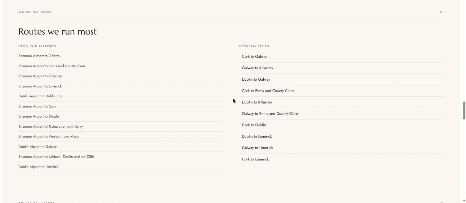 Travel trade catalogue, the routes we run most