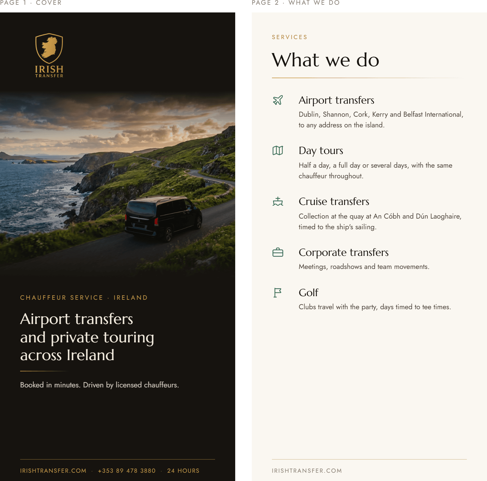 Irish Transfer DL leaflet, outside